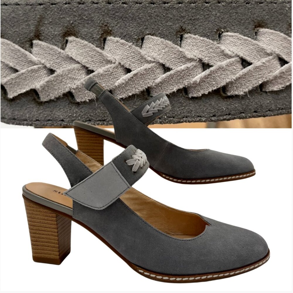 Sundance Catalog Eden Path Gray Suede Heels Womens Sz 39 Shoes Sz 8.5 US